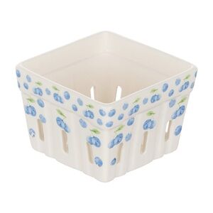 Blueberry Patterned Ceramic Baskets Set of 2 NEW